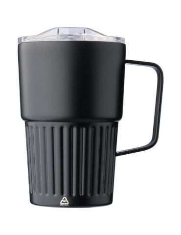 Mug nomade double paroi en acier inoxydable recyclé de 450 ml Calo Matières : silicone Couleurs : noir goodies publicitaire évén