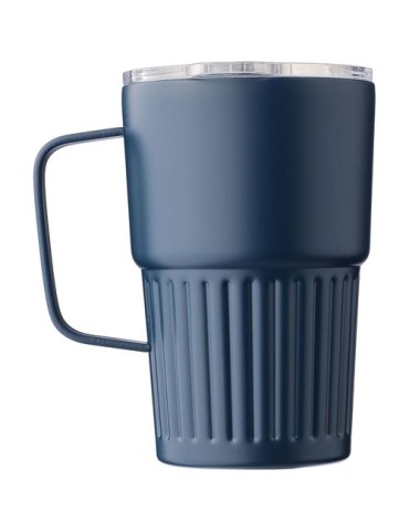Mug nomade double paroi en acier inoxydable recyclé de 450 ml Calo Matières : silicone Couleurs : noir personnalisation sur mesu