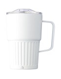 Mug nomade double paroi en acier inoxydable recyclé de 450 ml Calo Matières : silicone Couleurs : blanc impression haute définit