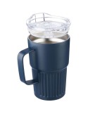 Mug nomade double paroi en acier inoxydable recyclé de 450 ml Calo Matières : silicone Couleurs : blanc cadeau collaborateur pre