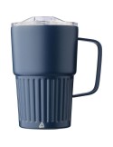 Mug nomade double paroi en acier inoxydable recyclé de 450 ml Calo Matières : silicone Couleurs : bleu marquage laser ultra préc