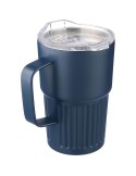 Mug nomade double paroi en acier inoxydable recyclé de 450 ml Calo Matières : silicone Couleurs : bleu accessoire événementiel u