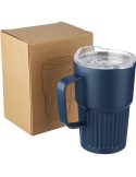 Mug nomade double paroi en acier inoxydable recyclé de 450 ml Calo Matières : silicone Couleurs : bleu livraison express 24h 48h