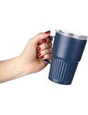 Mug nomade double paroi en acier inoxydable recyclé de 450 ml Calo Matières : silicone Couleurs : beige goodies publicitaire dur