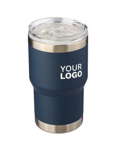 Mug nomade double paroi en acier inoxydable recyclé de 350 ml Ayen Matières : silicone Couleurs : bleu objet promotionnel éco-re