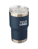 Mug nomade double paroi en acier inoxydable recyclé de 350 ml Ayen Matières : silicone Couleurs : bleu objet promotionnel éco-re