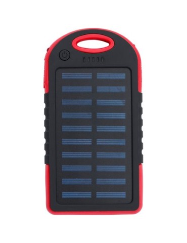 Power bank solaire en ABS et gomme Arin Matières : caoutchouc Couleurs : rouge goodies publicitaire événementiel