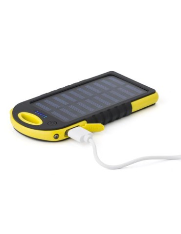 Power bank solaire en ABS et gomme Arin Matières : caoutchouc Couleurs : noir goodies personnalisé en stock