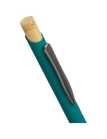 Stylo bille en aluminium recyclé toucher gomme Calandra Matières : bambou Couleurs : gris personnalisation sur mesure