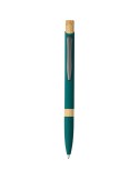 Stylo bille en aluminium recyclé toucher gomme Calandra Matières : bambou Couleurs : vert impression haute définition
