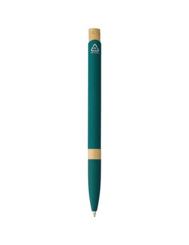 Stylo bille en aluminium recyclé toucher gomme Calandra Matières : bambou Couleurs : bleu objet promo petit budget