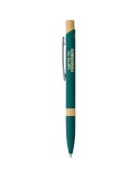 Stylo bille en aluminium recyclé toucher gomme Calandra Matières : bambou Couleurs : bordeaux accessoire événementiel unique