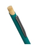 Stylo bille en aluminium recyclé toucher gomme Calandra Matières : bambou Couleurs : noir cadeau affaires élégant