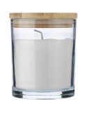 Bougie dans un contenant en verre Riven Matières : bambou Couleurs : blanc personnalisable avec votre logo