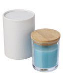 Bougie dans un contenant en verre Riven Matières : bambou Couleurs : orange objet promotionnel éco-responsable