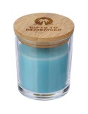 Bougie dans un contenant en verre Riven Matières : bambou Couleurs : bleu clair cadeau client original