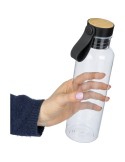 Gourde de 750 ml en rPET Aisling Matières : bambou Couleurs : bleu cobalt impression haute définition