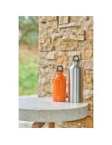 Gourde simple paroi de 400 ml en acier inoxydable recyclé Sable Matières : aluminium Couleurs : noir goodies publicitaire durabl
