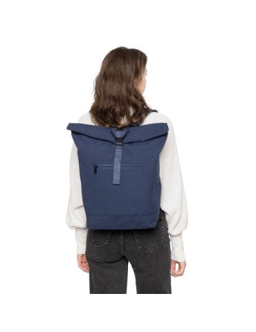 Sac à dos porte-ordinateur en polycoton 330 g/m2 Thaddeux Couleurs : bleu marquage laser ultra précis