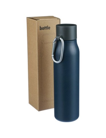 Gourde double paroi de 600 ml en acier inoxydable recyclé Cassian Matières : acier inoxydable Couleurs : bleu goodies personnali