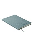TINTRAY Carnet A5 effet patine Matières : papier recyclé Couleurs : bleu pétrole personnalisable avec votre logo