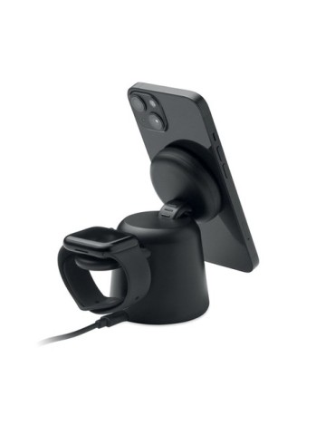SIMPA Chargeur sans fil 3 en 1 15W Matières : ABS Couleurs : noir cadeau entreprise pas cher