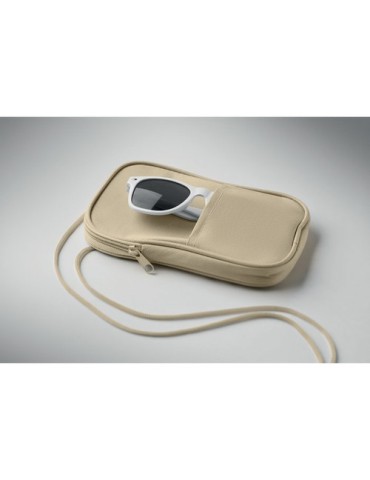 KOROVIN POUCH Pochette de voyage RPET Couleurs : beige marquage couleur éclatante