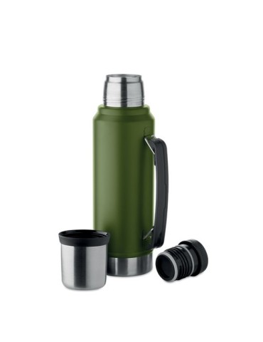 NYIMA Bouteille à double paroi 1L Couleurs : vert foncé personnalisable avec votre logo