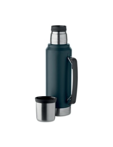 NYIMA Bouteille à double paroi 1L Couleurs : bleu marine impression logo haute qualité