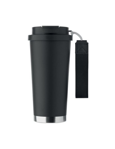TOPAZ LARGE Gobelet double paroi 500ml Couleurs : noir marquage couleur éclatante