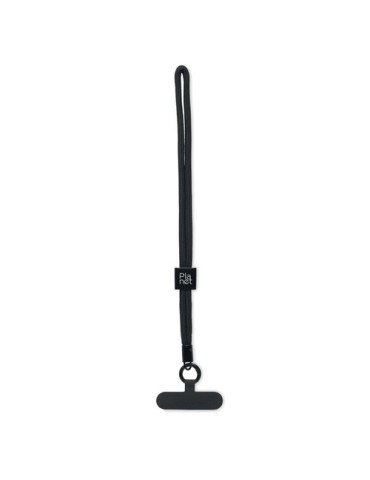NONETTE WRIST Cordon pour téléphone RPET Couleurs : noir cadeau entreprise pas cher