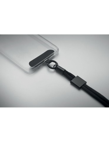 NONETTE WRIST Cordon pour téléphone RPET Couleurs : noir impression haute définition