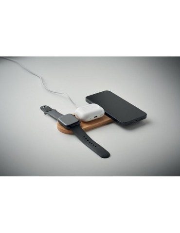 RECPAD Chargeur sans fil 3 en 1 15W Couleurs : bois impression haute définition