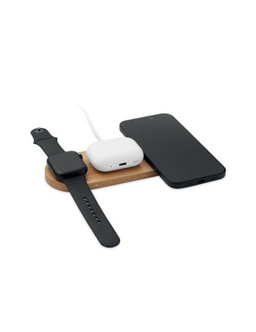 RECPAD Chargeur sans fil 3 en 1 15W Couleurs : bois marquage laser ultra précis