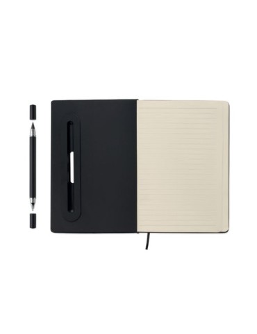 RINBOOK Cahier A5 support de téléphone Matières : papier recyclé Couleurs : noir goodies publicitaire événementiel