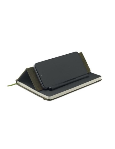 RINBOOK Cahier A5 support de téléphone Matières : papier recyclé Couleurs : vert foncé marquage laser ultra précis