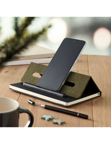 RINBOOK Cahier A5 support de téléphone Matières : papier recyclé Couleurs : vert foncé personnalisation rapide en France