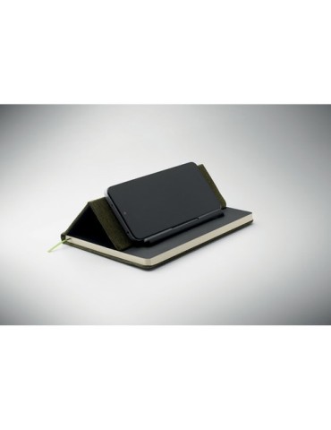 RINBOOK Cahier A5 support de téléphone Matières : papier recyclé Couleurs : vert foncé impression logo haute qualité