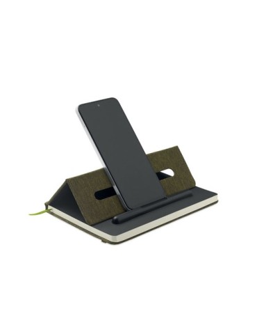 RINBOOK Cahier A5 support de téléphone Matières : papier recyclé Couleurs : vert foncé marquage couleur éclatante