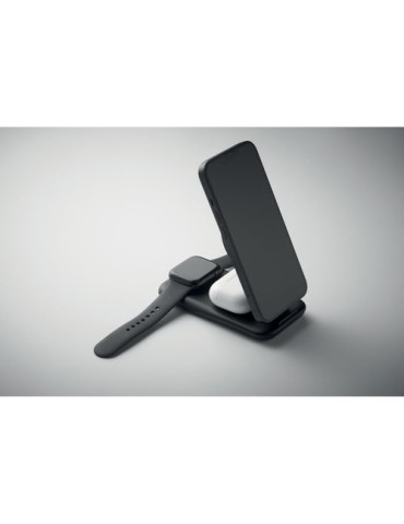 PENDOLESS Chargeur sans fil 3 en 1 15W Couleurs : noir cadeau entreprise pas cher