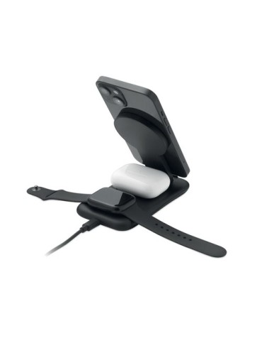 PENDOLESS Chargeur sans fil 3 en 1 15W Couleurs : noir cadeau collaborateur premium