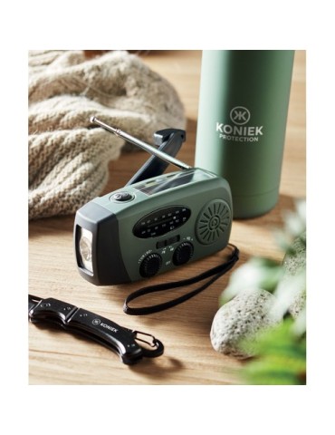 ONDA Radio portable avec torche LED Matières : ABS Couleurs : vert foncé cadeau entreprise pas cher