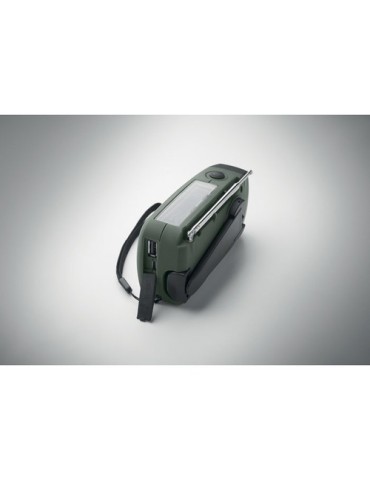 ONDA Radio portable avec torche LED Matières : ABS Couleurs : vert foncé impression haute définition