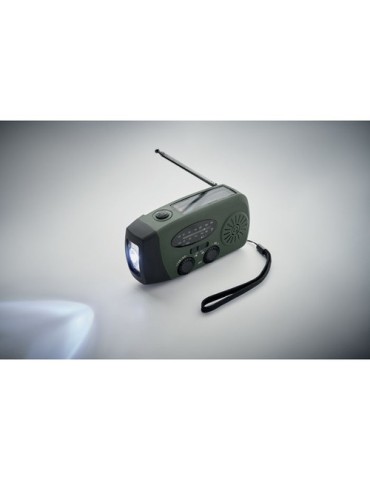 ONDA Radio portable avec torche LED Matières : ABS Couleurs : vert foncé accessoire événementiel unique