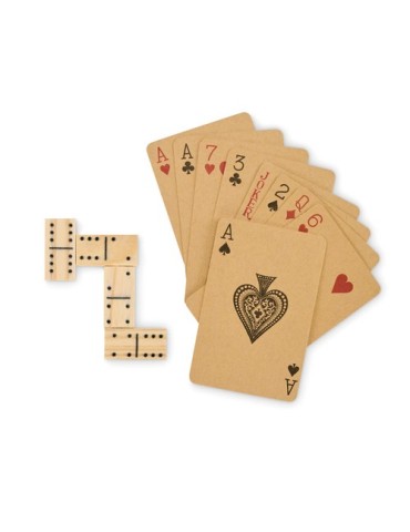 DOMI&CARDS Jeu de dominos et cartes Couleurs : bois objet promotionnel éco-responsable