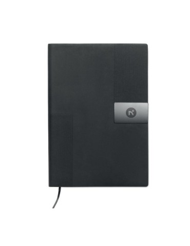 TREZE Carnet A5 en PU souple Matières : papier recyclé Couleurs : noir goodies publicitaire événementiel