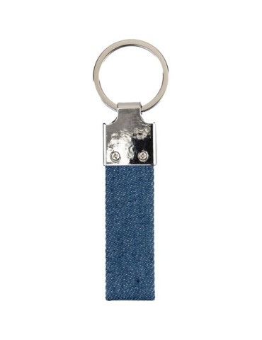 Porte-clés en denim Enzi Matières : métal Couleurs : bleu cadeau entreprise pas cher