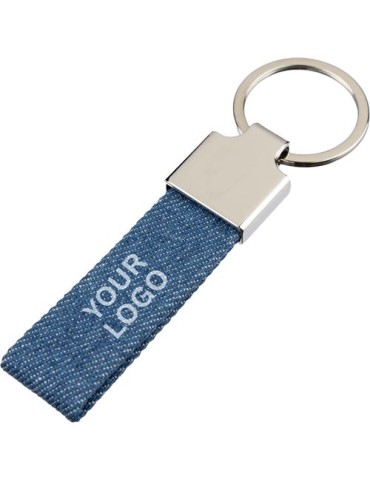 Porte-clés en denim Enzi Matières : métal Couleurs : bleu marquage laser ultra précis