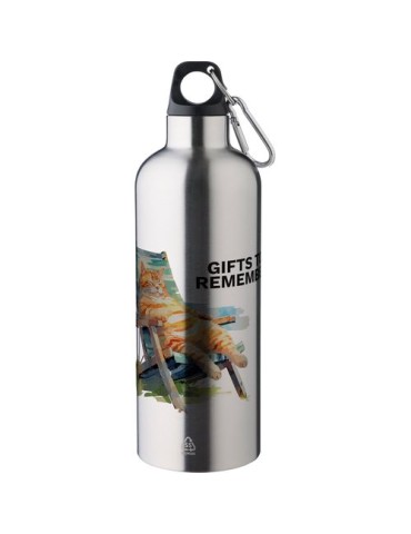 Gourde double paroi de 500 ml en acier inoxydable recyclé Lysandra Matières : aluminium Couleurs : noir objet promo petit budget