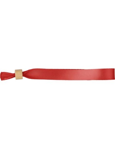 Bracelet en rPET 300D Tarian Matières : bambou Couleurs : rouge marquage laser ultra précis